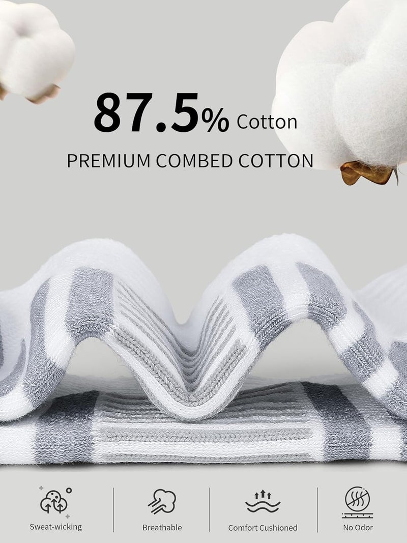 Airacker Athletic Running Ankle Cotton Socks, Low Cut Cushioned functional Anti-Blister Tab Sports Socks for Men Women 6pairs - Image 4
